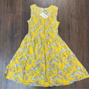 🆕 Myra Bag Elegant Dress in Yellow & Black with Intricate Embroidery SZ SM
